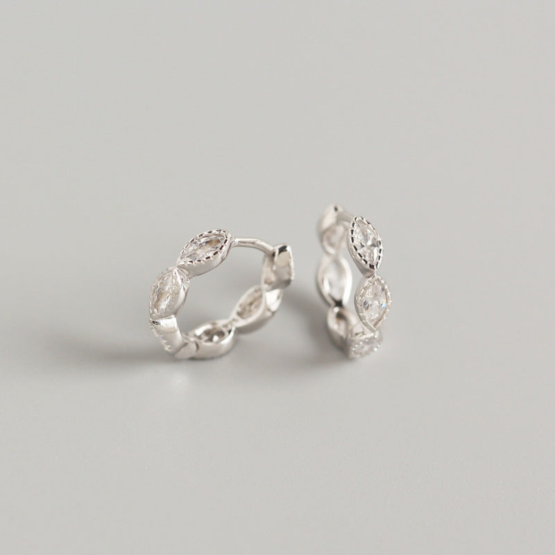 925 Sterling Silver Geometric Horse Eye Hoop Earrings