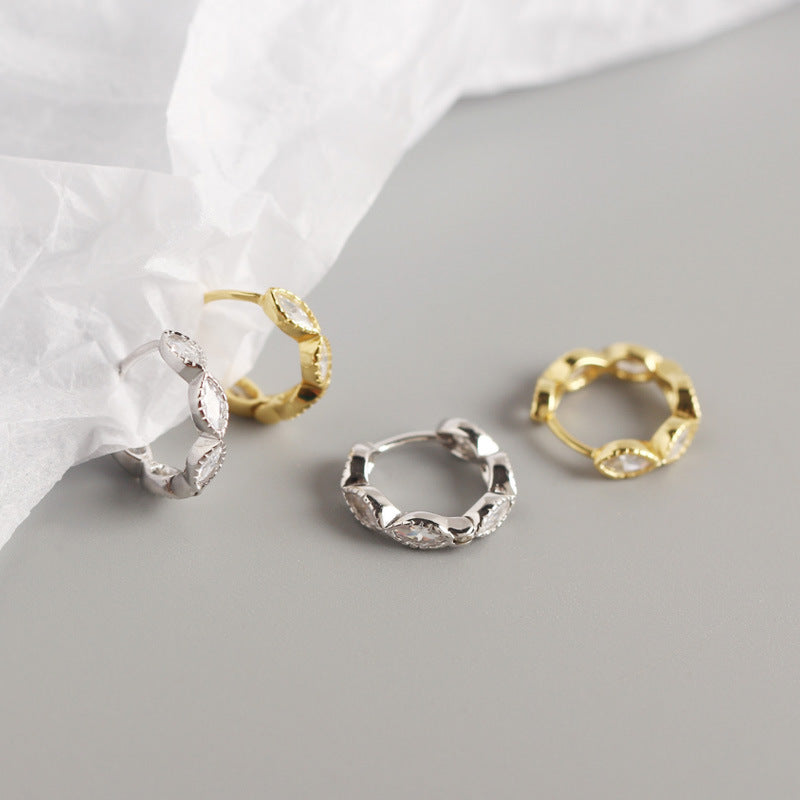 925 Sterling Silver Geometric Horse Eye Hoop Earrings