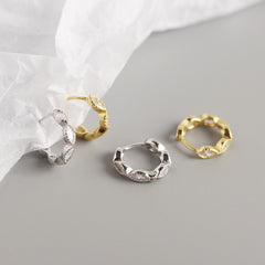925 Sterling Silver Geometric Horse Eye Hoop Earrings