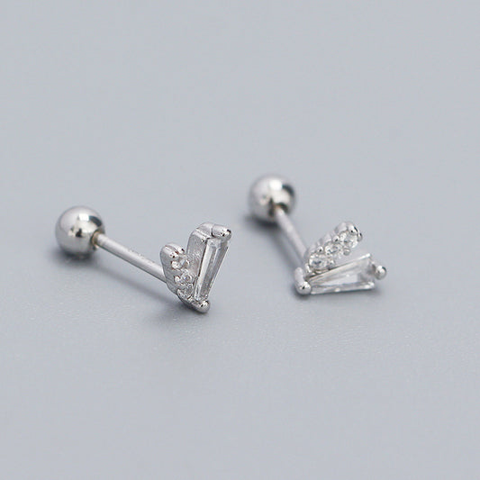 S925 Silver Zircon V Shaped Ear Bone Stud Jewelry For Girls