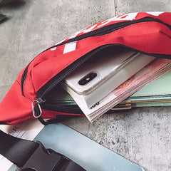 Men's Letter Pattern Waist Bag, Lightweight Mobile Phone Pouch for Gym Travel