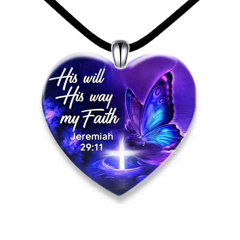 Purple Butterfly Crystal Pendant Necklace Earring Set