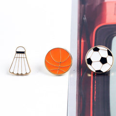 Sports Series Brooch Football Basketball Badminton Pin School Bag Clothes