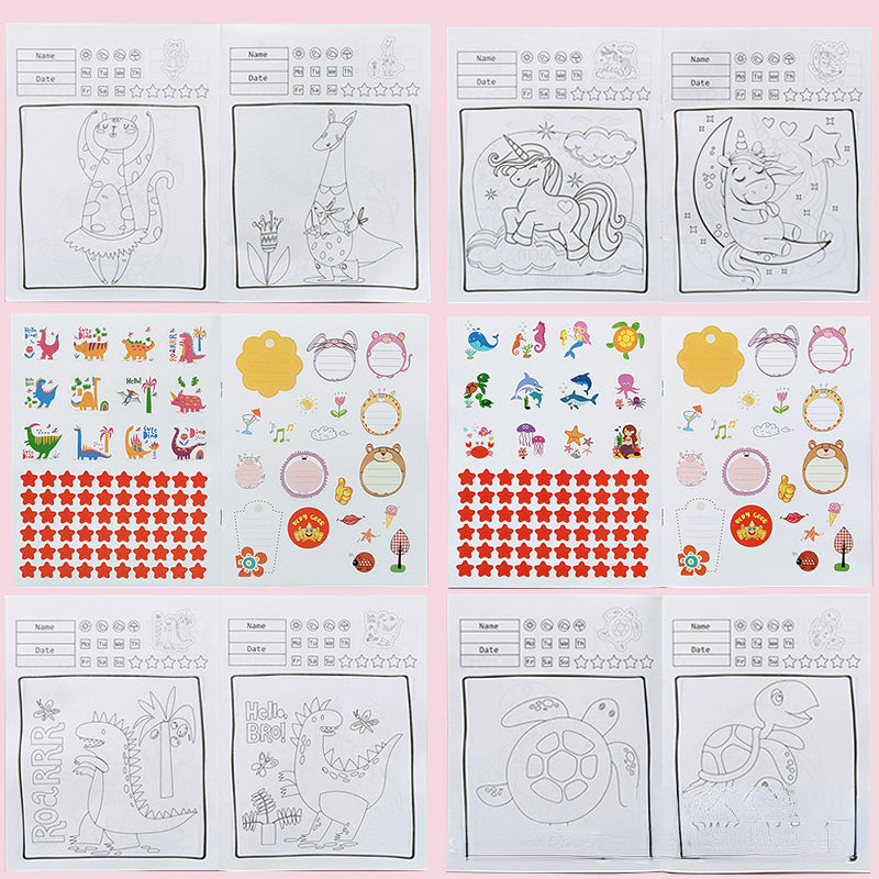12pgs 2 Stickers Coloring Book Kids Teens