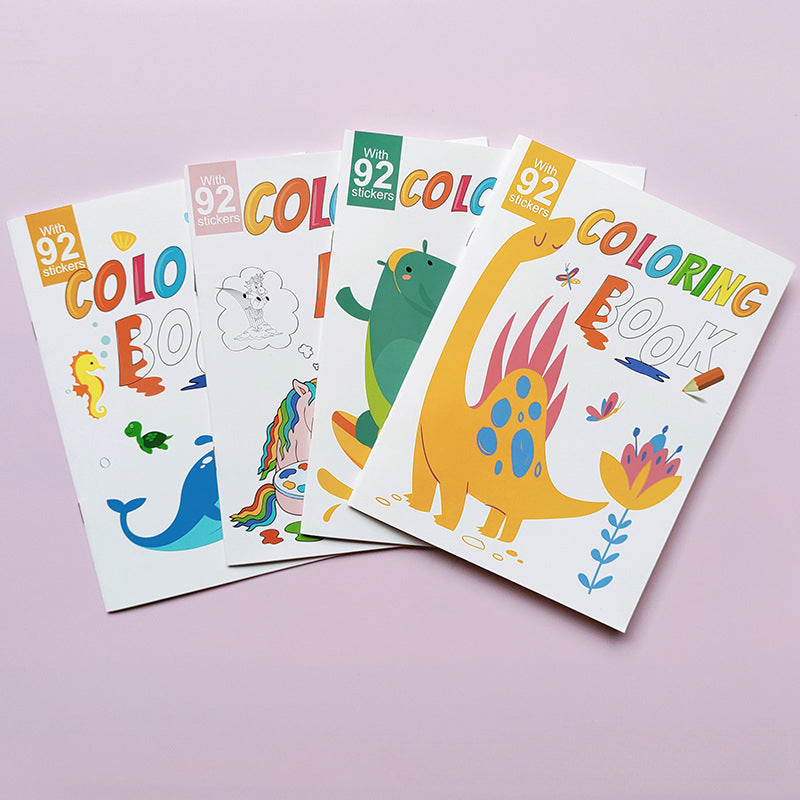 12pgs 2 Stickers Coloring Book Kids Teens