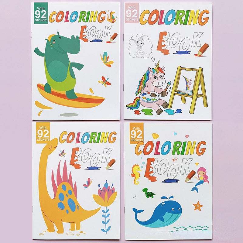 12pgs 2 Stickers Coloring Book Kids Teens