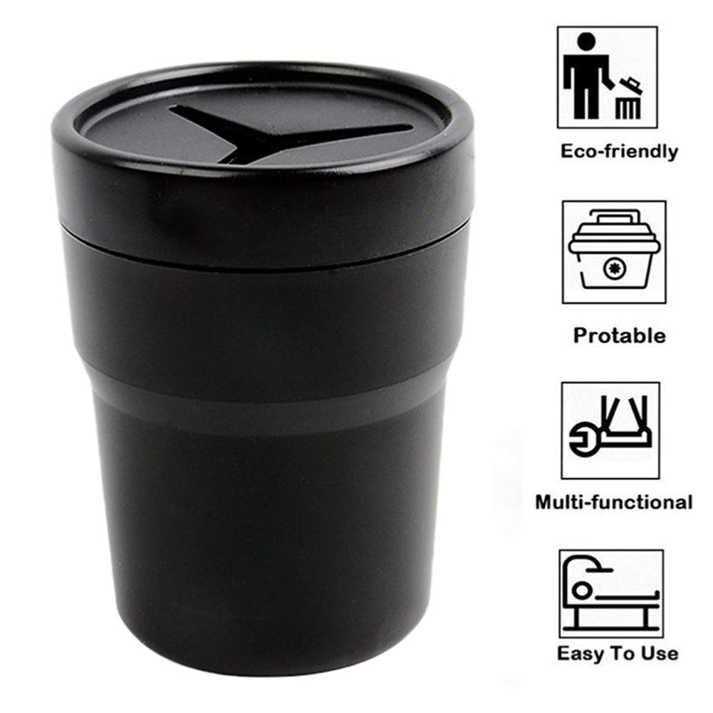 2pcs Car Trash Can With Lid Mini Auto Garbage Can Leakproof Vehicle Trash Bin
