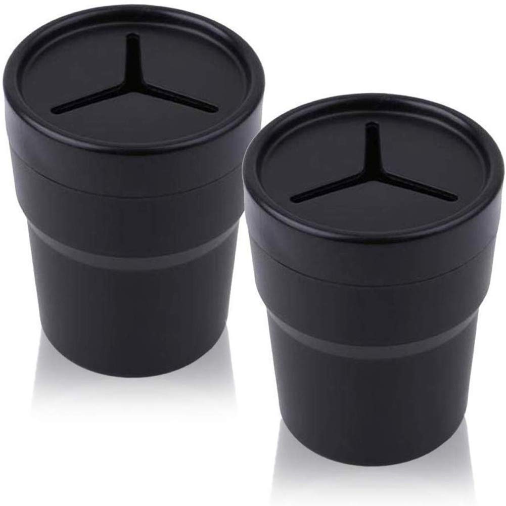 2pcs Car Trash Can With Lid Mini Auto Garbage Can Leakproof Vehicle Trash Bin