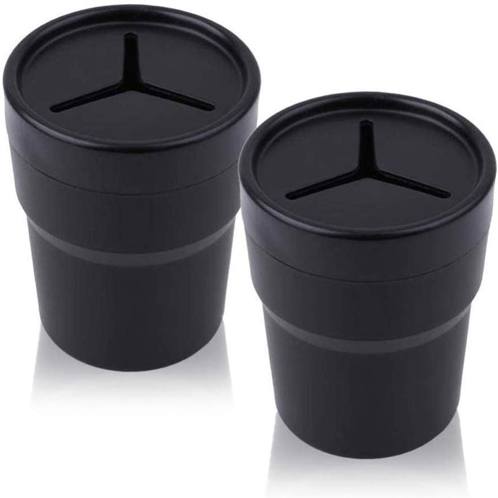 2pcs Car Trash Can With Lid Mini Auto Garbage Can Leakproof Vehicle Trash Bin