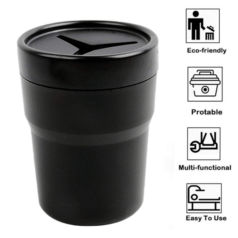 2pcs Car Trash Can With Lid Mini Auto Garbage Can Leakproof Vehicle Trash Bin