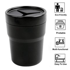 2pcs Car Trash Can With Lid Mini Auto Garbage Can Leakproof Vehicle Trash Bin