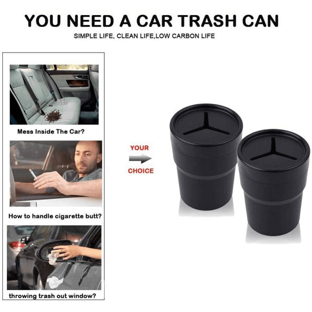2pcs Car Trash Can With Lid Mini Auto Garbage Can Leakproof Vehicle Trash Bin