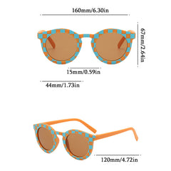 Girl's Oval Sunglasses UV Protection Striped Plaid Girls Sunglasses