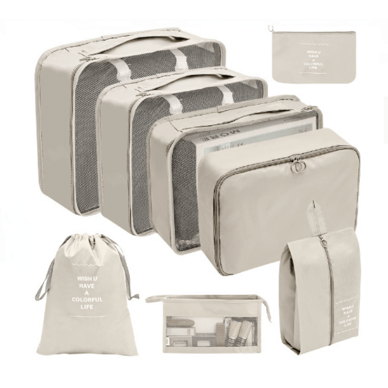 8/11pcs Travel Packing Cubes Mesh Clothes Storage Hanging Toiletry Bag
