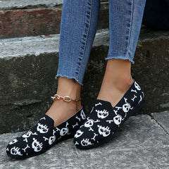 Skull Pattern Knitted Ballet Flats Soft Sole Shoes