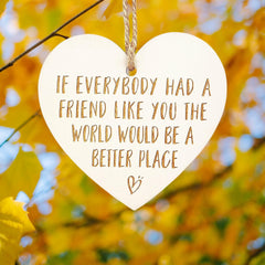 Wooden Hanging Heart Plaque Friendship Sign