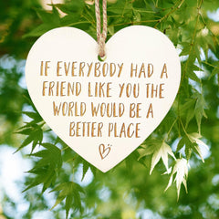 Wooden Hanging Heart Plaque Friendship Sign