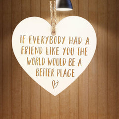 Wooden Hanging Heart Plaque Friendship Sign