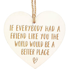 Wooden Hanging Heart Plaque Friendship Sign