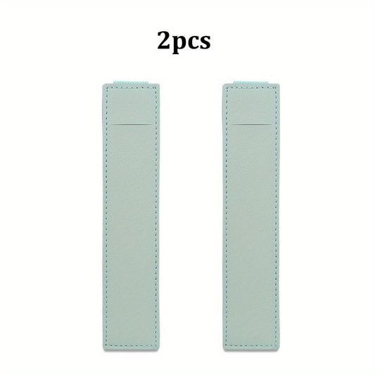 2pcs Leather Pen Holder For Planner - Adjustable Elastic Band Pen Pouch