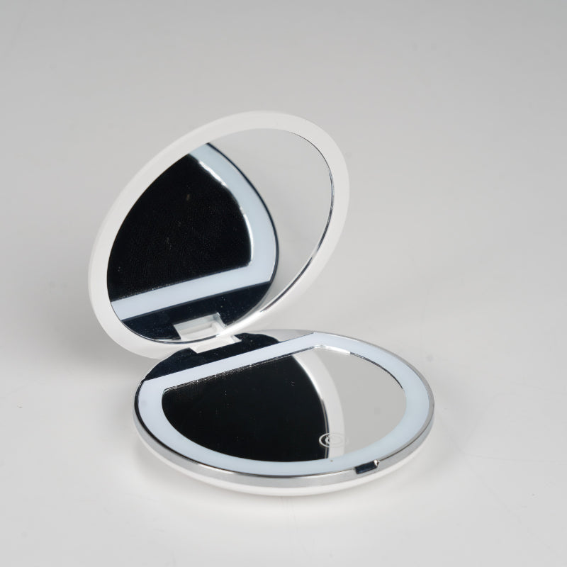 LED Mini Vanity Mirror 2X 5X Magnification Double Sided Folding Lighted Makeup M