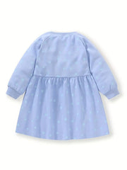 Sweet Bee Embroidered Toddler Girl's Long Sleeve Cartoon Dress