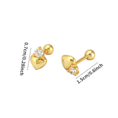 S925 Sterling Silver CZ Heart Mini Stud Earrings For Girls Daily Wear