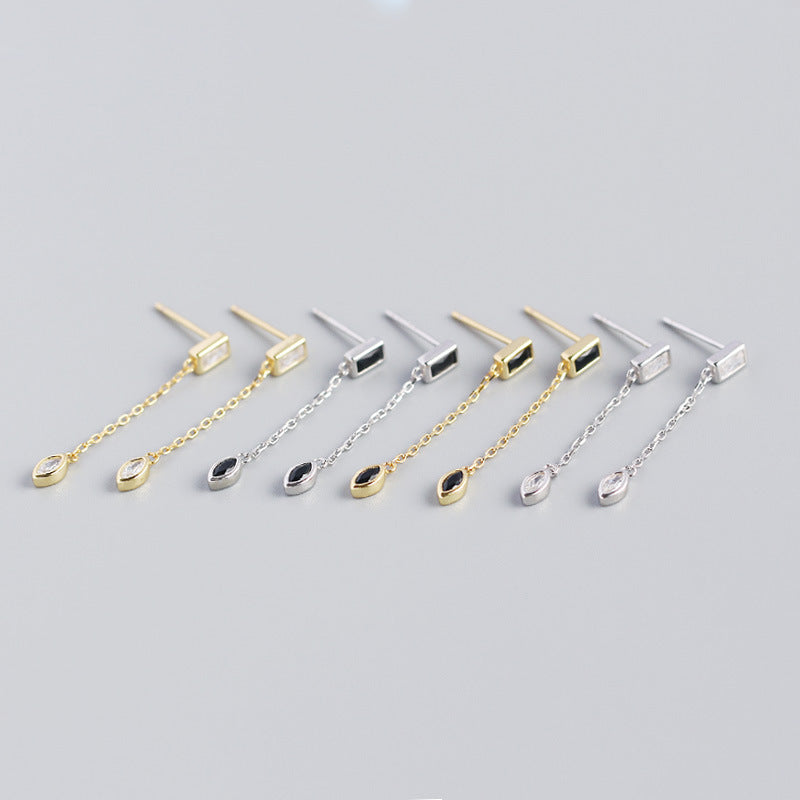 S925 Silver Eye Pendant Tassel Stud Earrings Jewelry For Girls