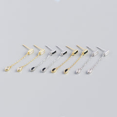 S925 Silver Eye Pendant Tassel Stud Earrings Jewelry For Girls