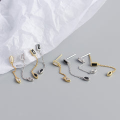 S925 Silver Eye Pendant Tassel Stud Earrings Jewelry For Girls