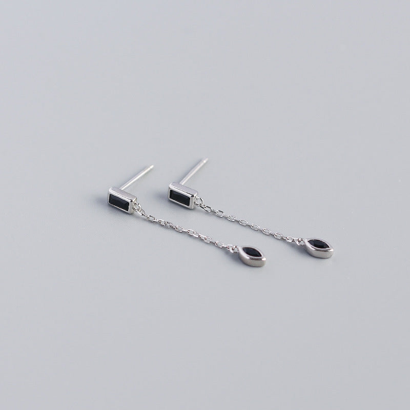 S925 Silver Eye Pendant Tassel Stud Earrings Jewelry For Girls