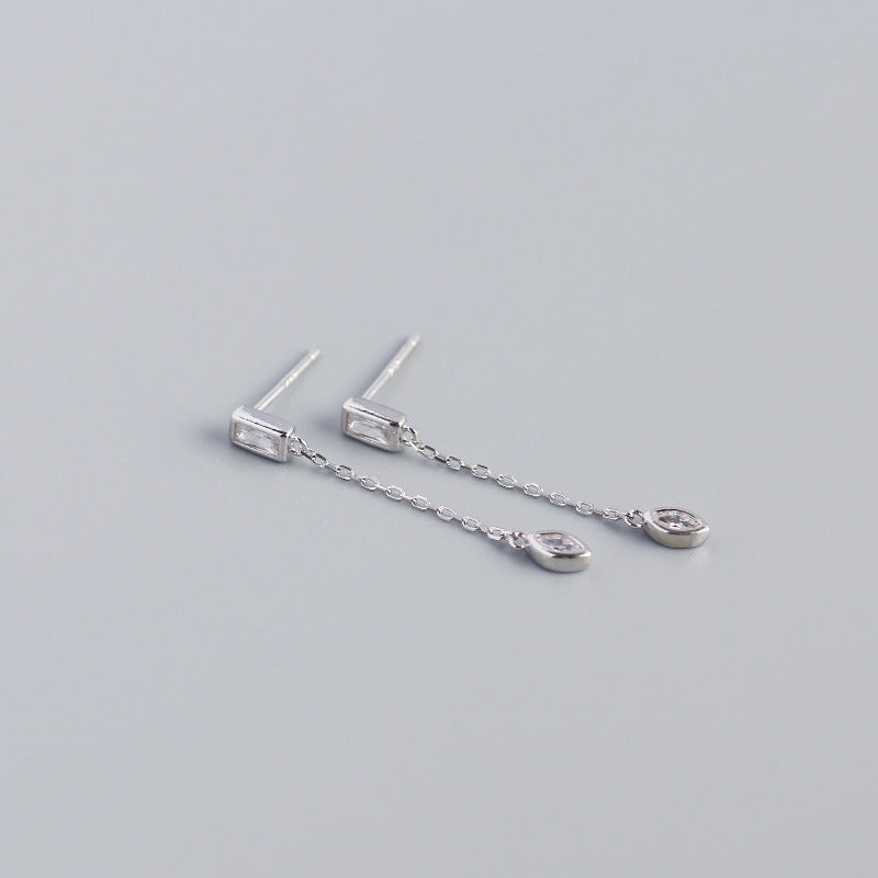 S925 Silver Eye Pendant Tassel Stud Earrings Jewelry For Girls