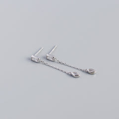 S925 Silver Eye Pendant Tassel Stud Earrings Jewelry For Girls