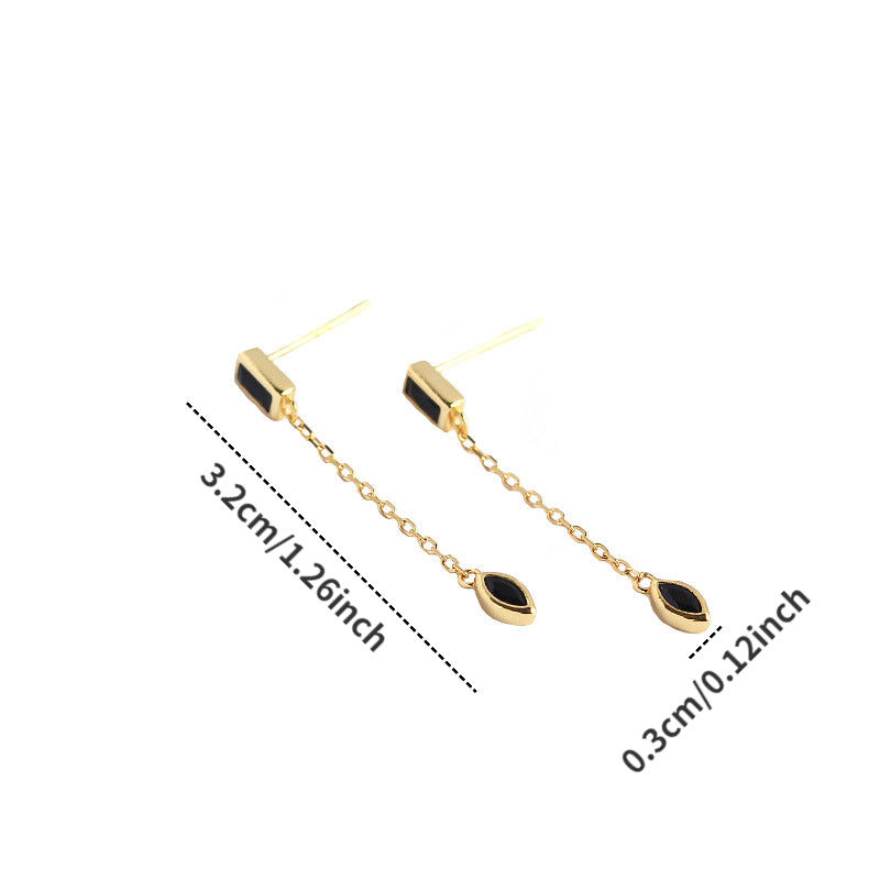 S925 Silver Eye Pendant Tassel Stud Earrings Jewelry For Girls