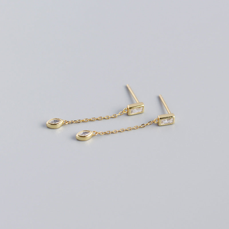 S925 Silver Eye Pendant Tassel Stud Earrings Jewelry For Girls