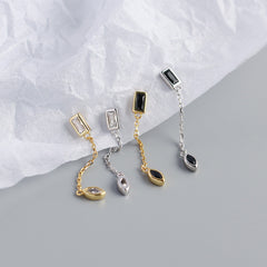 S925 Silver Eye Pendant Tassel Stud Earrings Jewelry For Girls