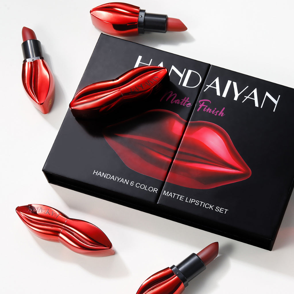 6Pcs Matte Lipstick Set High Pigmented Velvet Matte Finish Lip Gloss