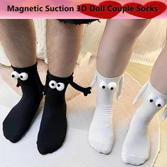 3 Pairs Creative Sweat-absorbing Mid-calf Socks with 3D Magnetic Dolls