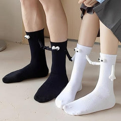 3 Pairs Creative Sweat-absorbing Mid-calf Socks with 3D Magnetic Dolls