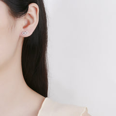 S925 Silver 8 Char Stud Earrings Minimalist Infinity