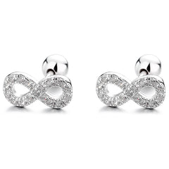 S925 Silver 8 Char Stud Earrings Minimalist Infinity