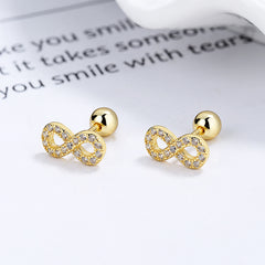 S925 Silver 8 Char Stud Earrings Minimalist Infinity