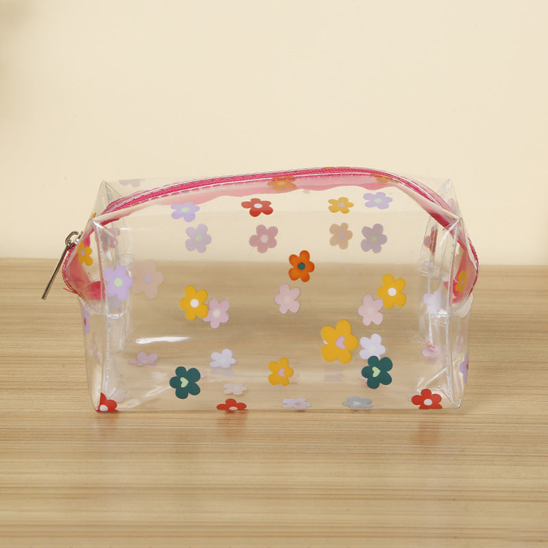 Peach Print Zipper Makeup Bag PVC Waterproof Travel Toiletry Bag