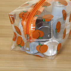 Peach Print Zipper Makeup Bag PVC Waterproof Travel Toiletry Bag