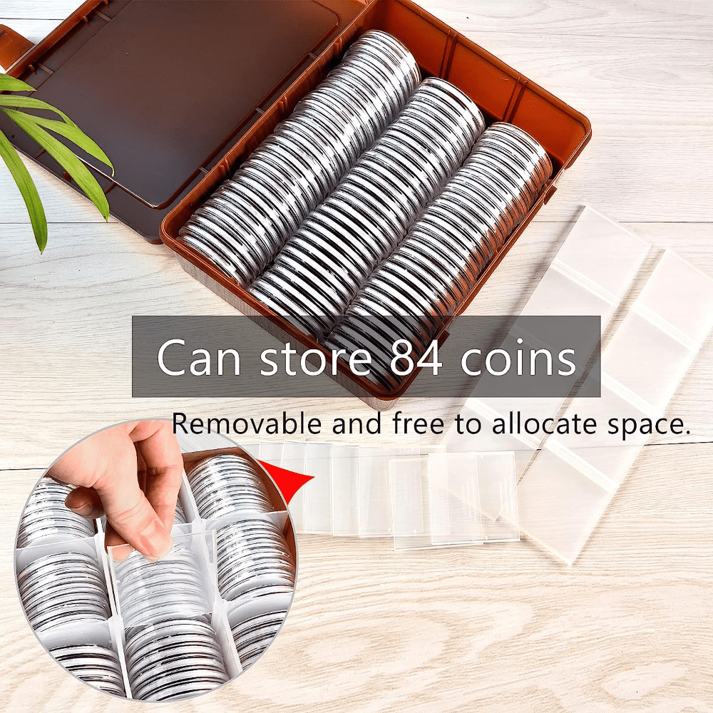 Coin Holder Capsules Storage Organizer Case Holds 84pcs Coins