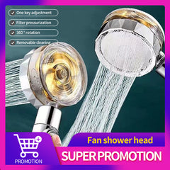 360 Rotating Twin Turbo Pressurized Shower Head