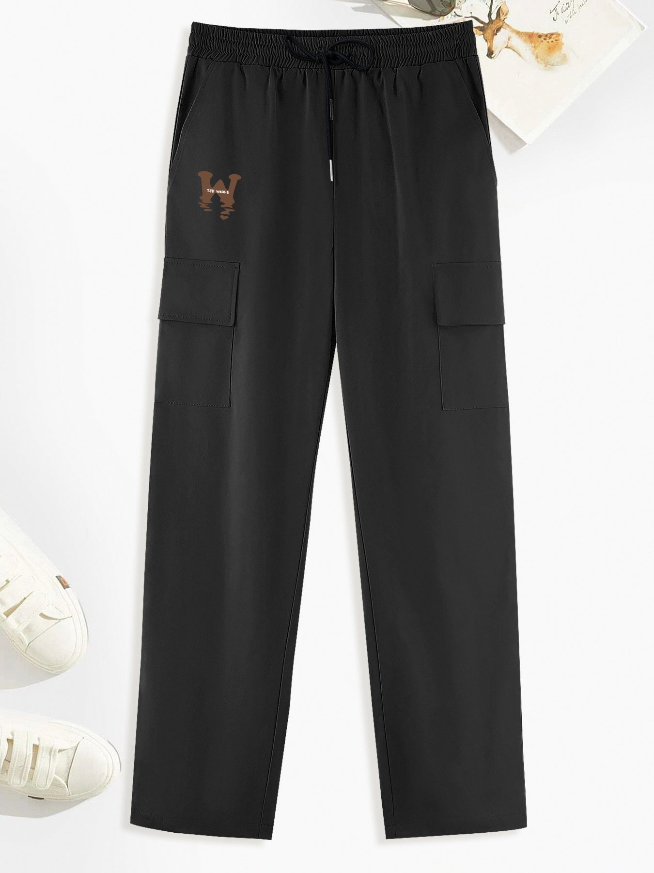 Letter Pattern Cargo Pants Men s Flap Pocket Trousers