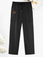 Letter Pattern Cargo Pants Men s Flap Pocket Trousers