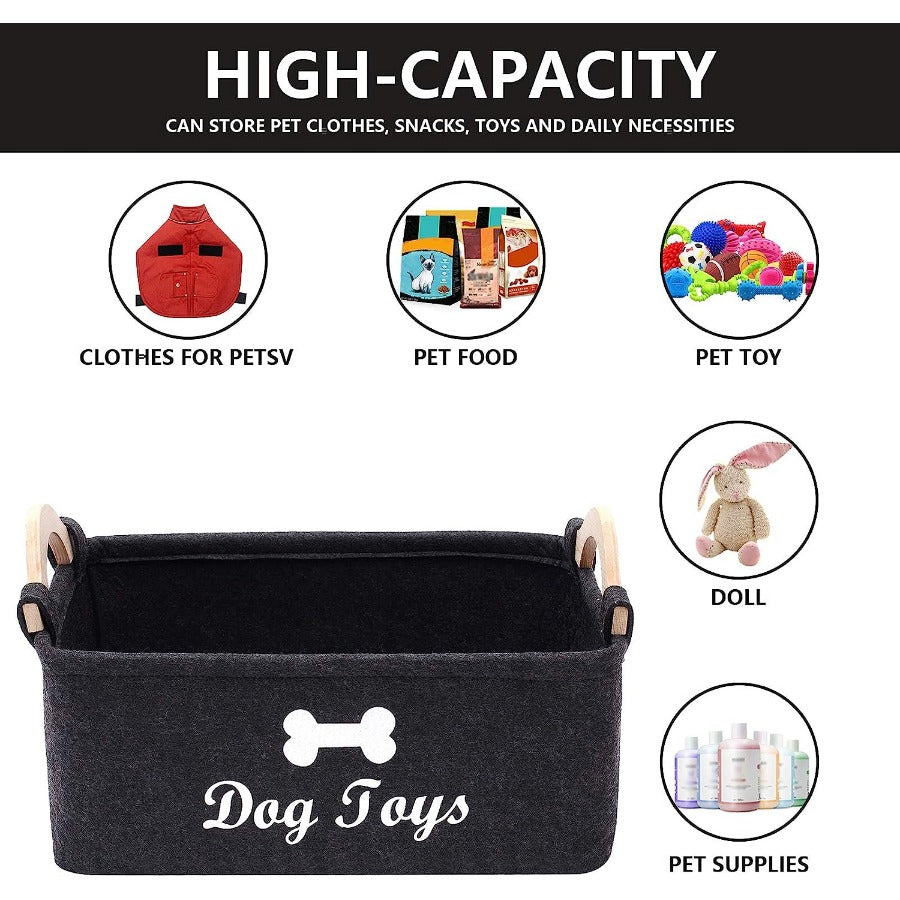 Dog Toys Storage Bin Collapsible Pet Supplies Basket