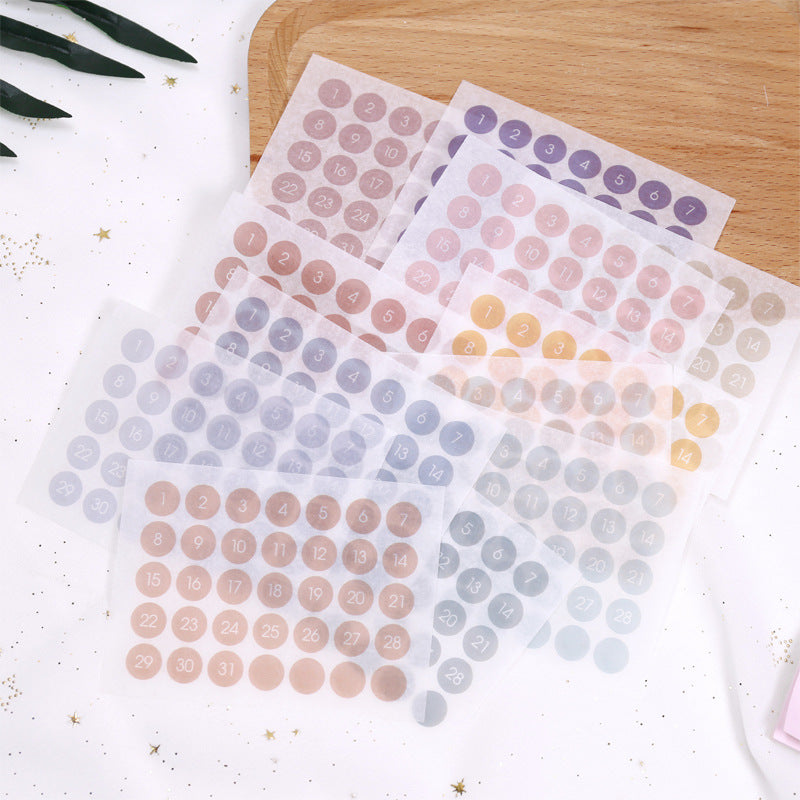 12 Sheets Date Index Sticker Small Dot Circle Label Date Label Sticker
